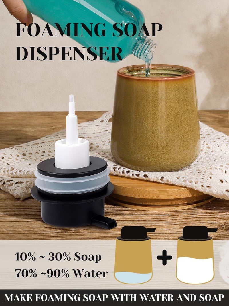 INGOFIN Ceramic Foaming Soap Dispenser - 12 oz Refillable Foam Hand Soap Dispenser Bathroom, Modern Dish Dispenser Pump for Kitchen,Kiln-Glazed Earthy Brown Yellow - Image 3